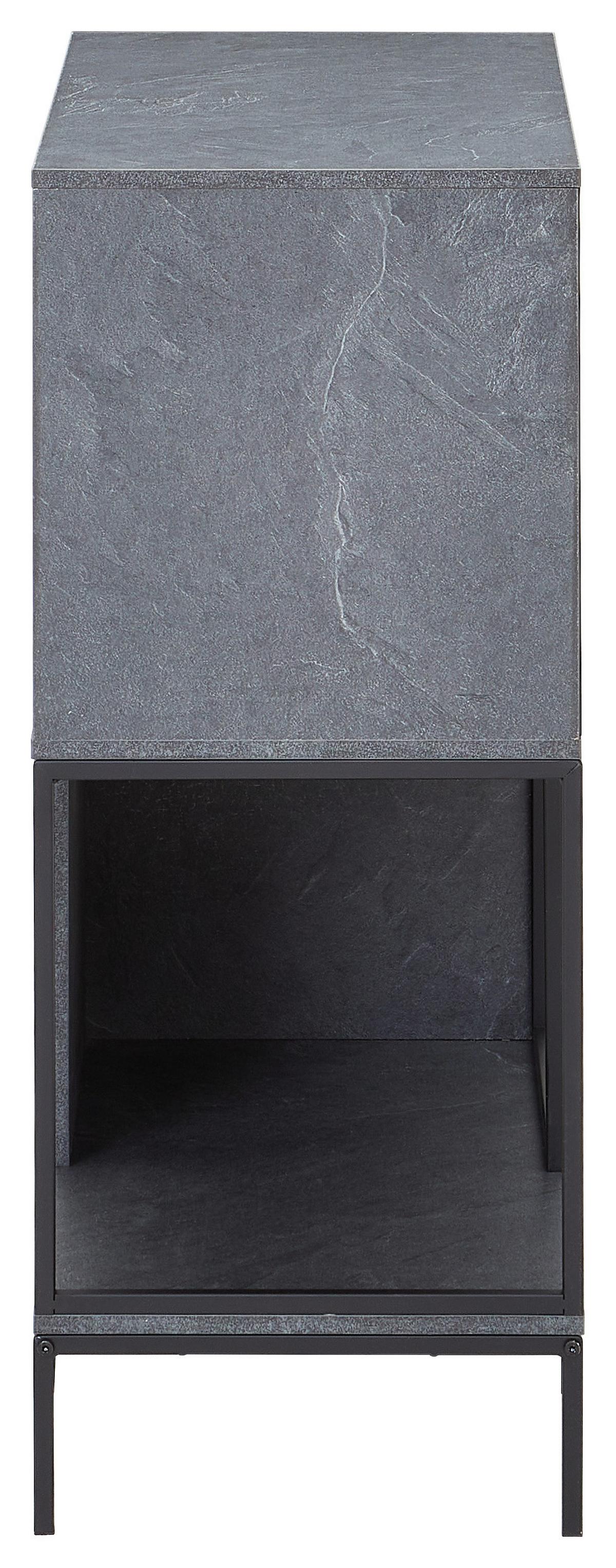 REGAŁ SEVILLA - czarny/szary, Modern, materiał drewnopochodny/metal (70/86/35cm) - PBJ