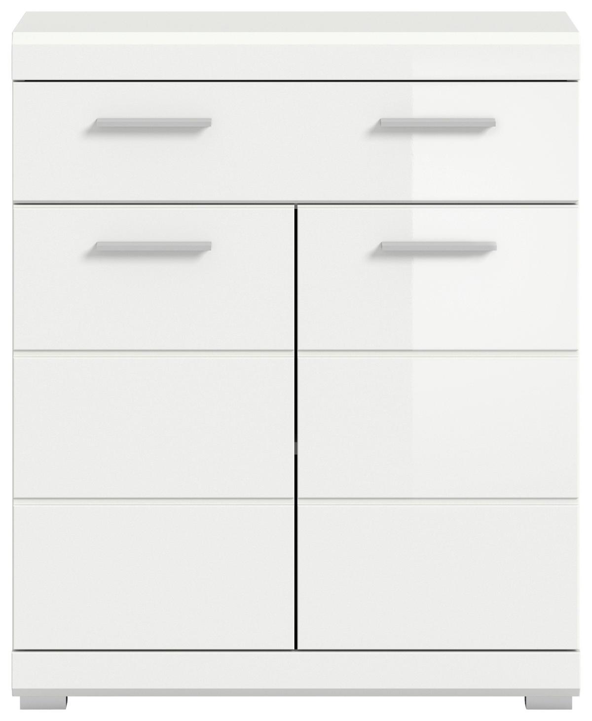Midischrank SCOUT Weiß Hochglanz ca. 74x88x31 cm - Weiß Hochglanz/Silberfarben, MODERN, Holzwerkstoff/Kunststoff (74/88/31cm) - MID.YOU