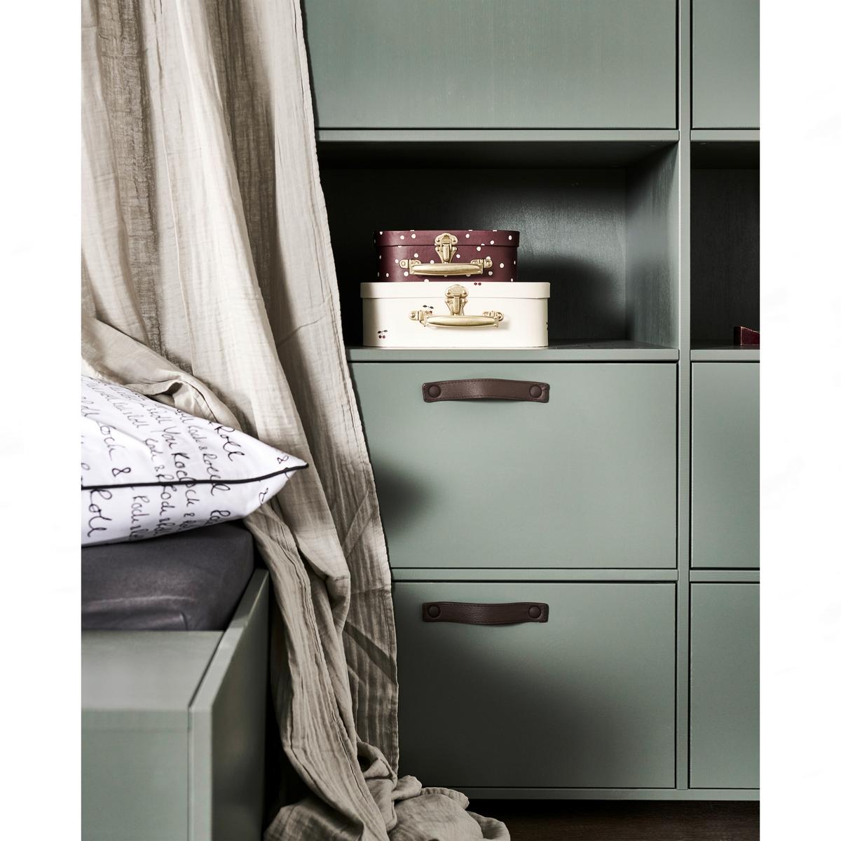 Kleiderschrank Stage Dunkelgrün - Braun/Grün, Design, Leder/Holz (103/185/40cm) - Livetastic