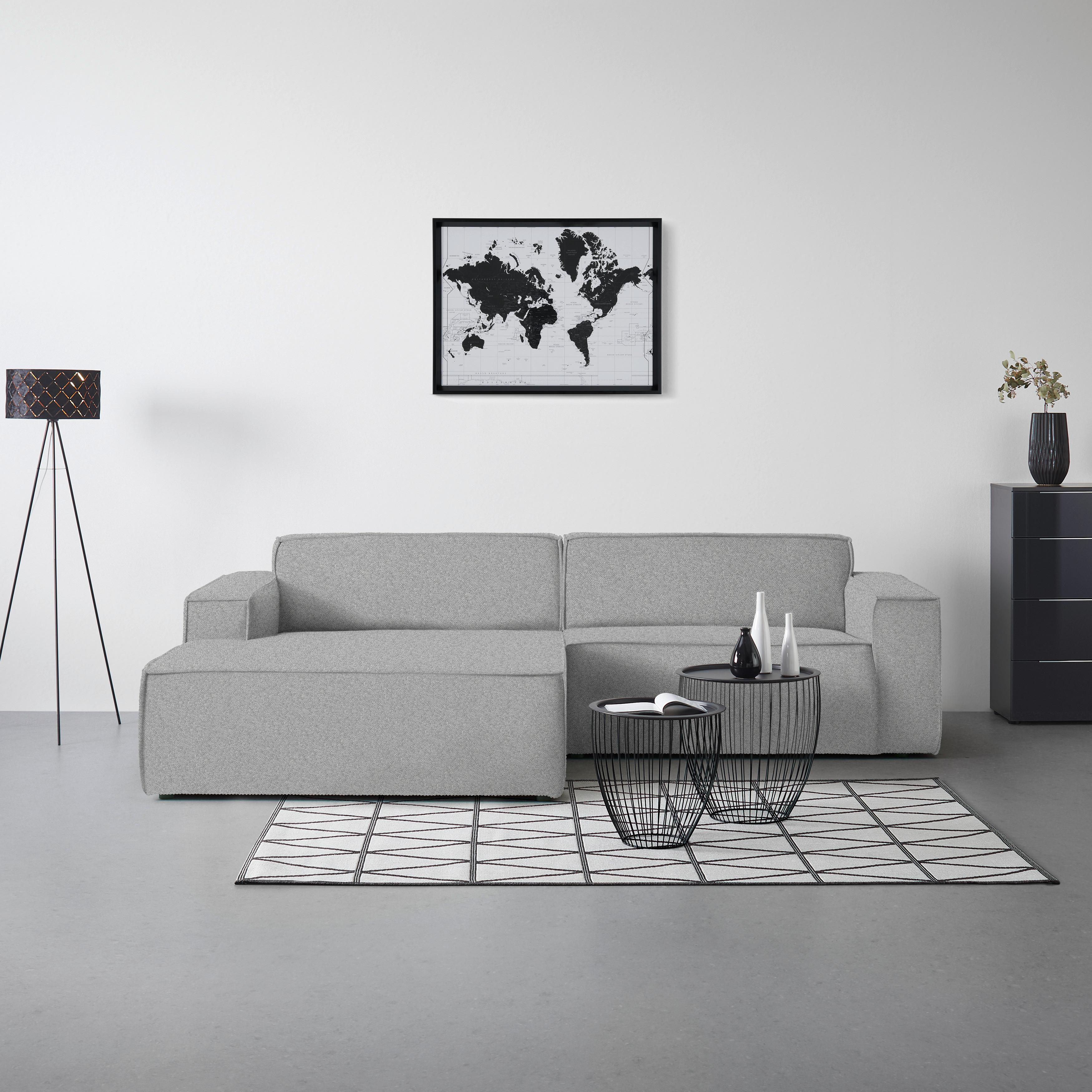 Wohnlandschaft Loft Silberfarben - Silberfarben/Schwarz, MODERN, Kunststoff/Textil (172/75/265cm) - Mömax