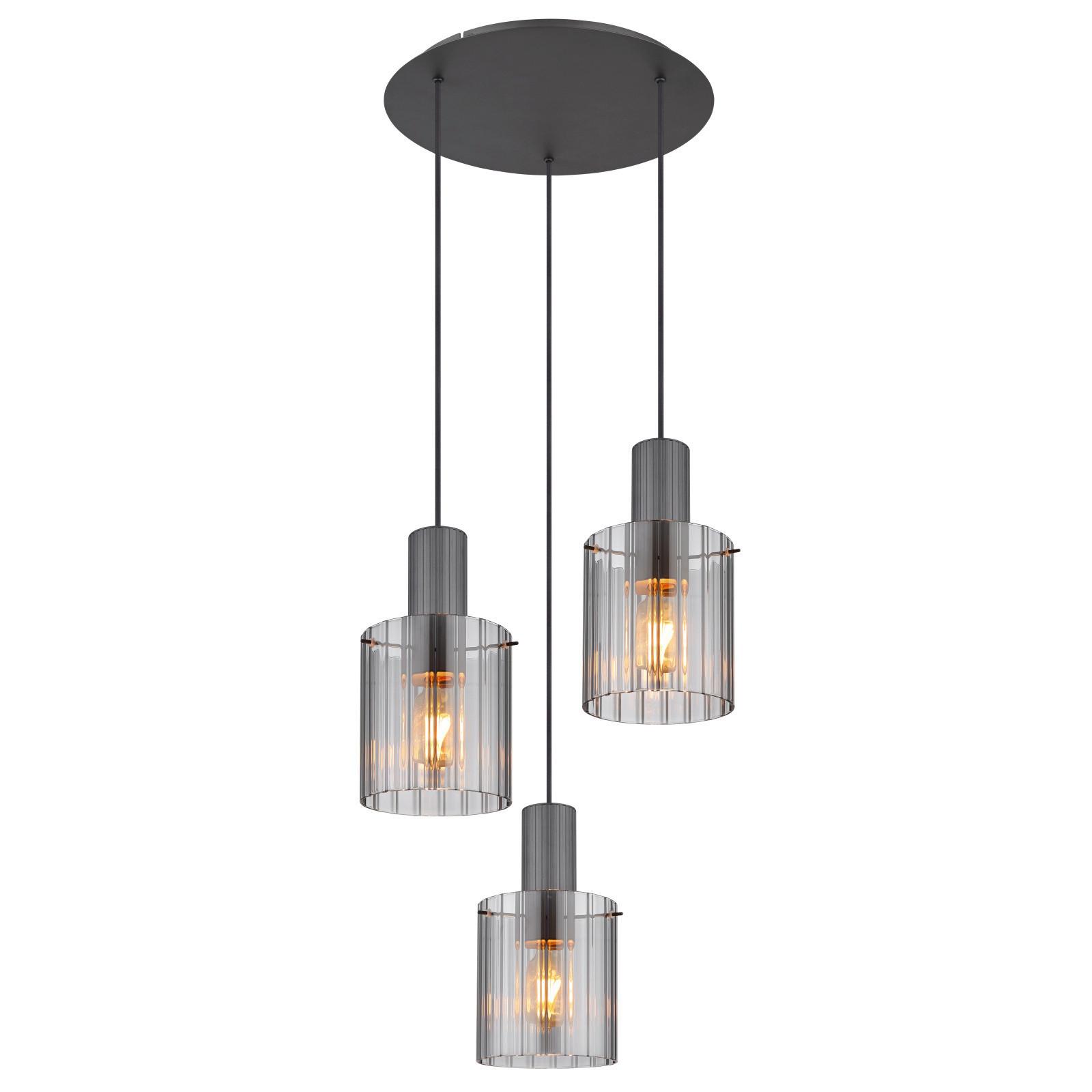 Hängeleuchte Tulivar Dunkelgrau max. 40 Watt - Dunkelgrau, Design, Glas/Metall (48/150cm) - Globo