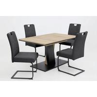 TISCHGRUPPE BEKE G - Eichefarben/Anthrazit, MODERN, Holzwerkstoff/Textil (140 - 180/76/90cm) - MID.YOU