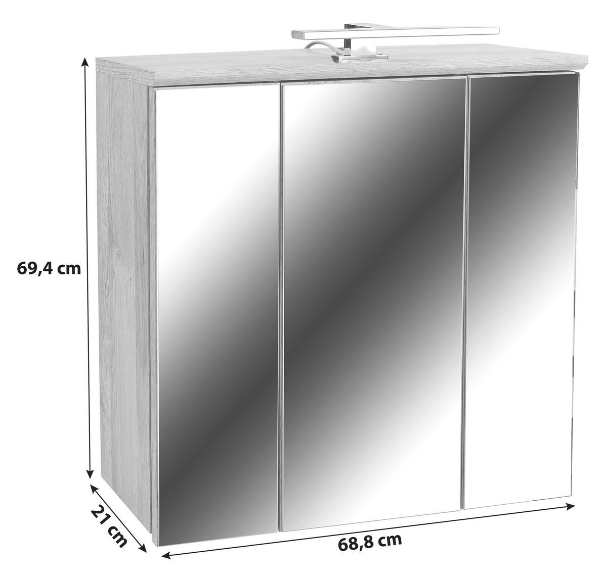 Omara Z Ogledalom Mindi, Hrast - barve hrasta/bela, Konvencionalno, kovina/umetna masa (68,8/69,4/21cm) - Mömax