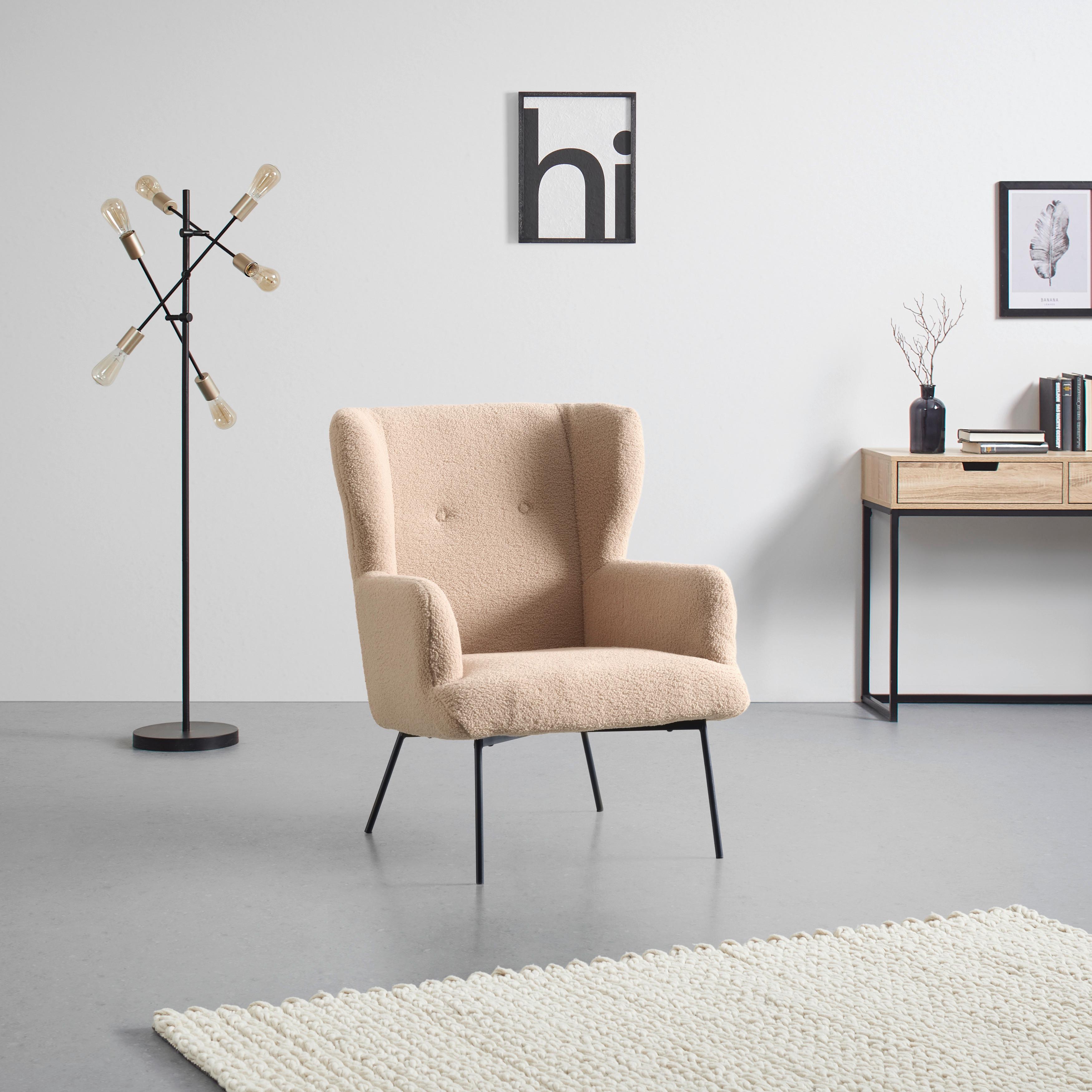 Relaxsessel Norbi Beige - Beige/Schwarz, MODERN, Holz/Textil (84/95/75cm) - Mömax