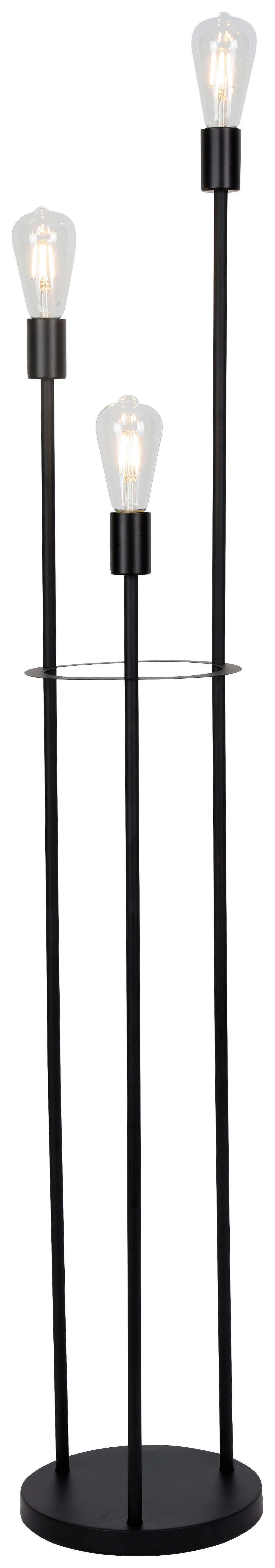 Stoječa Svetilka Molly, Črna, 140 Cm, 3 X 24 W - črna, Konvencionalno, kovina (25/140cm) - Mömax