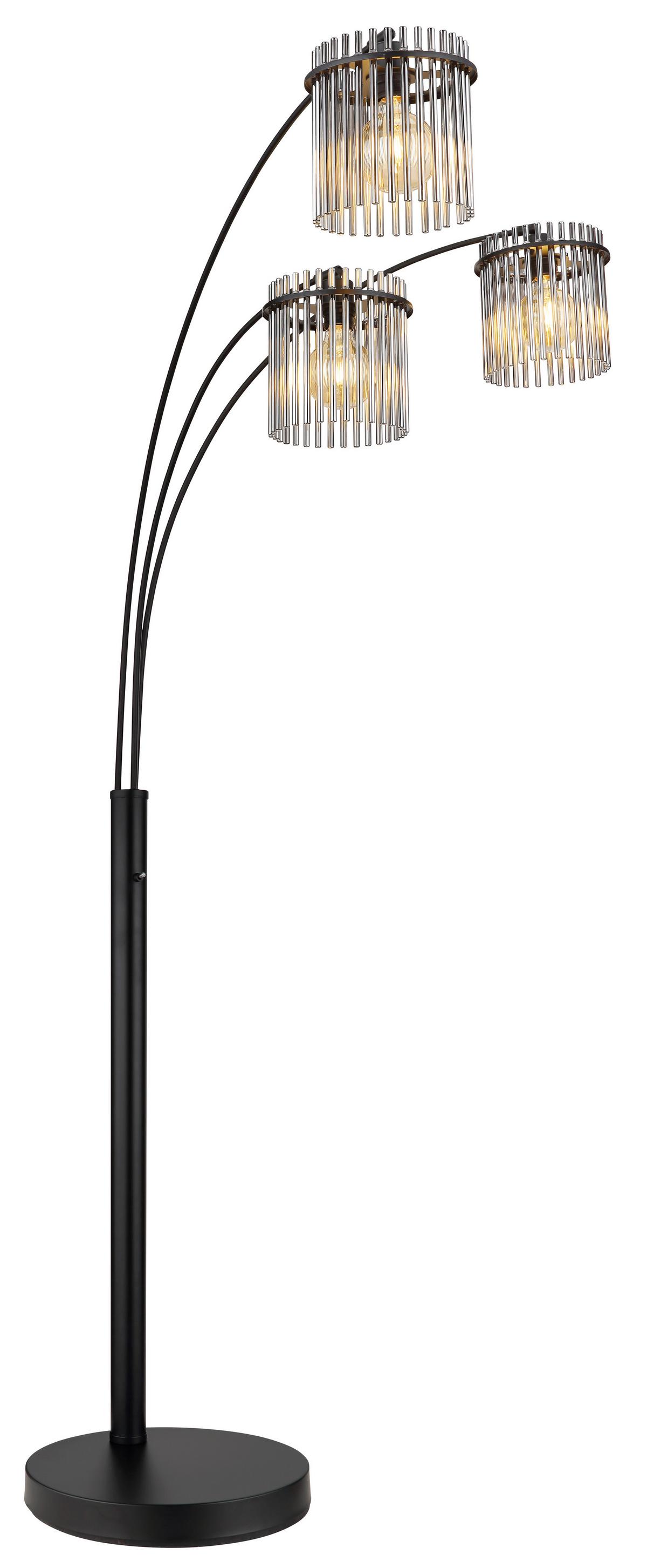 STEHLEUCHTE 15698-3S GORLEY - Schwarz/Grau, Basics, Glas/Kunststoff (100/160/180cm) - Globo