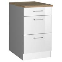 Schubkastenunterschrank Mailand Weiß Hochglanz - Weiß Hochglanz/Silberfarben, MODERN, Holzwerkstoff/Metall (50/85/60cm) - Held