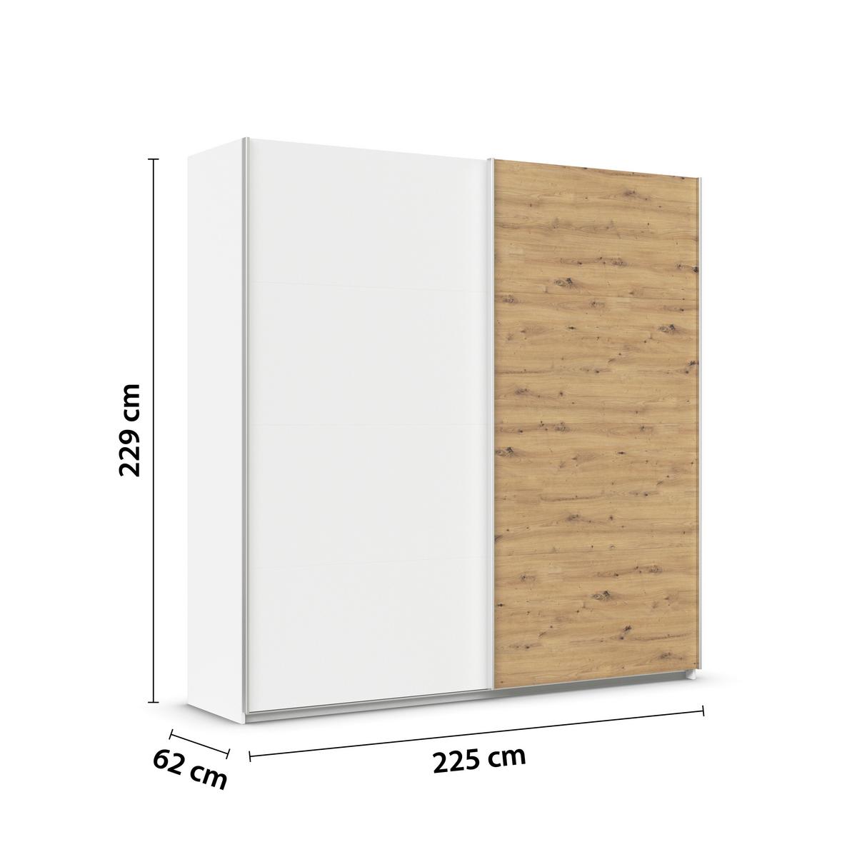 DULAP USI CULISANTE FELDKIRCH - alb/stejar Artisan, Modern, material pe bază de lemn (225/229/62cm)