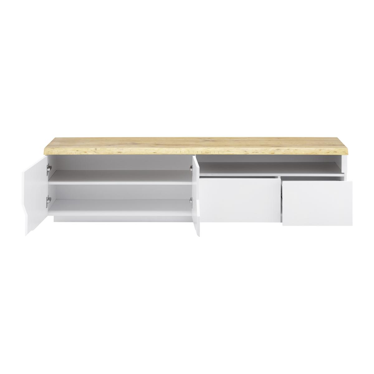 TV-ELEMENT in weiß "Carlos" - Weiss/Eichefarben, Modern, Holz (180/46,5/42cm) - Bessagi Home