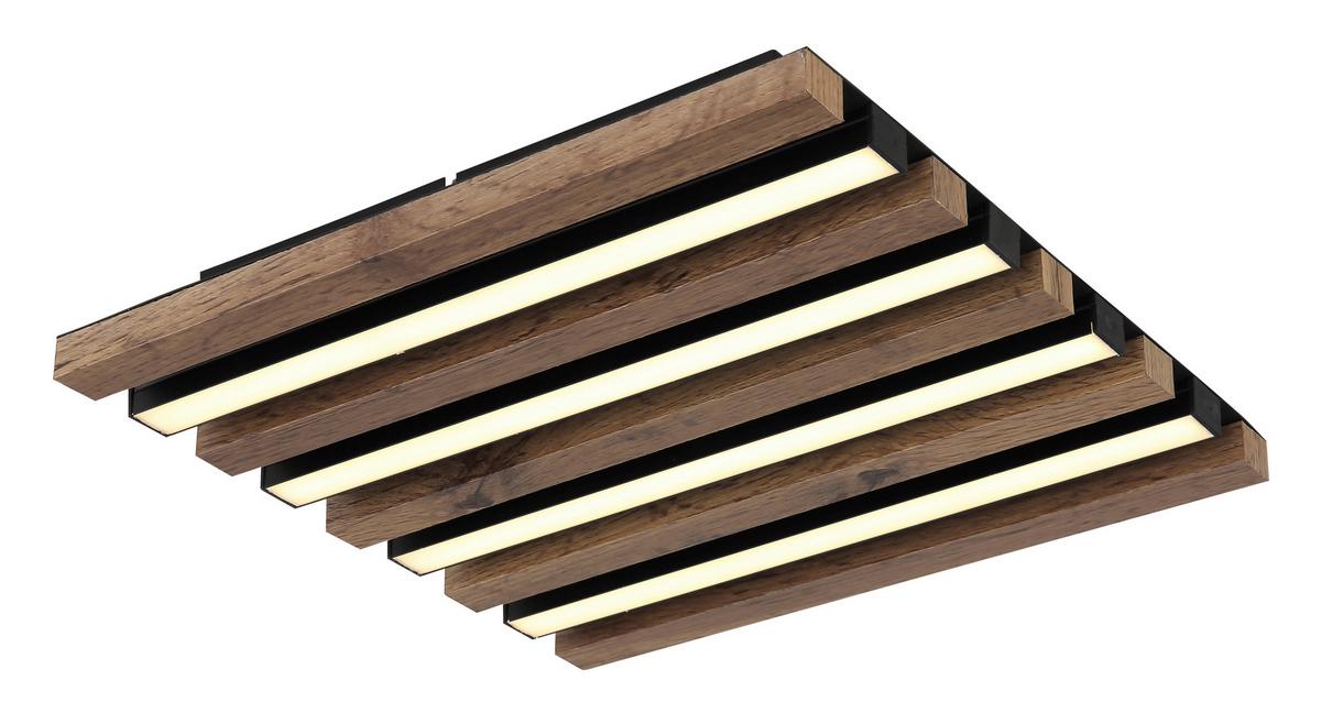 Led Stropna Svjetiljka Hayden - bijela/tamno smeđa, Natur, drvni materijal/metal (30/30/5cm)
