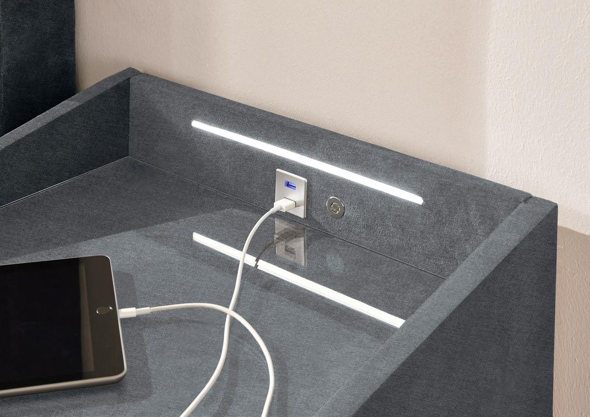 Nachtkästchen Moon ca. 47x61x46 cm Anthrazit - Anthrazit/Silberfarben, Basics, Holzwerkstoff/Kunststoff (47/61/46cm) - MID.YOU