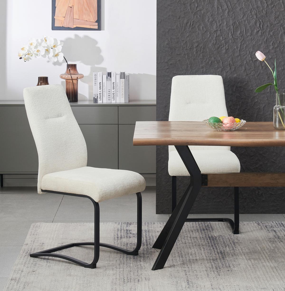 SCHWINGSTUHL-SET TINA - Creme/Schwarz, Modern, Textil/Metall (43/98/59cm) - MID.YOU