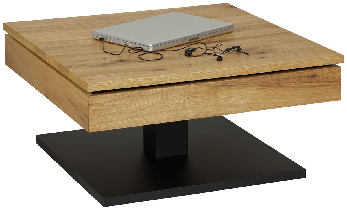 Couchtisch in Eichefarben/Schwarz - Eichefarben/Schwarz, KONVENTIONELL, Holz/Holzwerkstoff (75/75/38cm) - Mömax