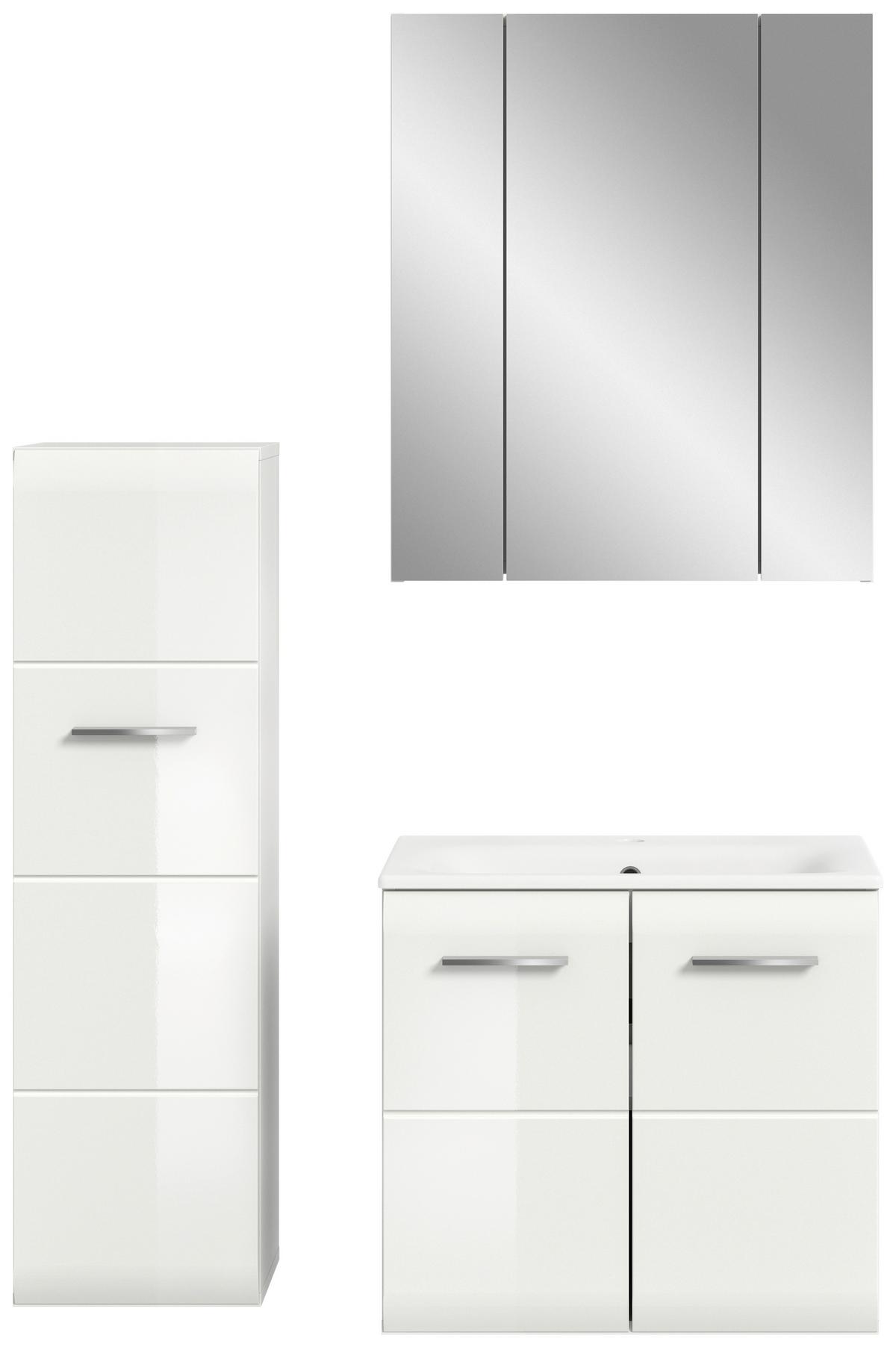 Badezimmer Ice 4-tlg. ca. 90 cm Weiß - Weiß Hochglanz/Silberfarben, MODERN, Keramik/Holzwerkstoff (90cm) - MID.YOU