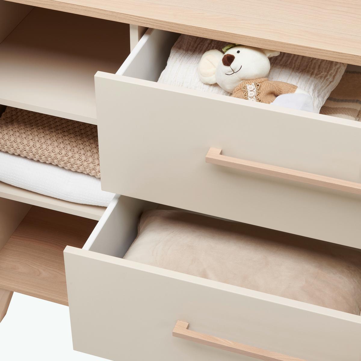 KOMODA Z PRZEWIJAKIEM MALIO - beżowy/kolor wiśni, Basics, materiał drewnopochodny (123,5/94,9/55,6cm) - Paidi