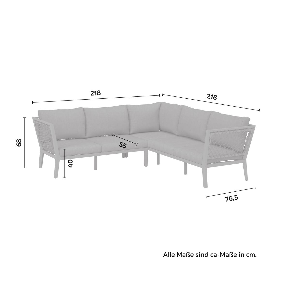 Loungegarnitur Malou Dunkel grau Textil/Metall - Dunkelgrau/Anthrazit, Modern, Textil/Stein (218/68/76,5cm) - Bessagi Garden
