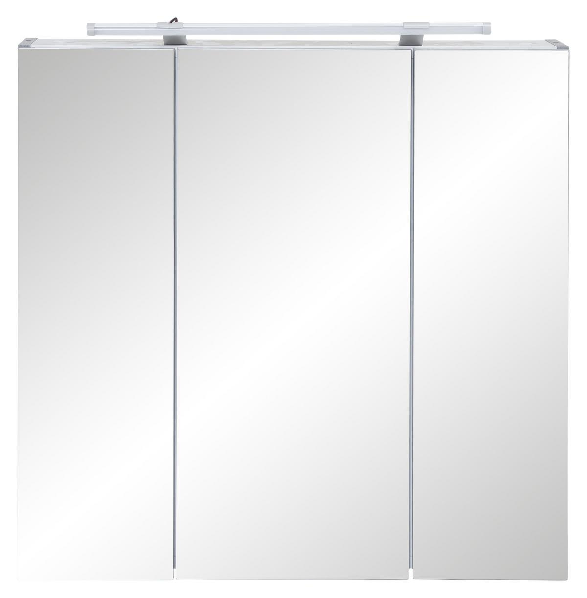 Spiegelschrank in Grau 'Labin' - Nickelfarben, MODERN, Glas/Holzwerkstoff (70,0/75,0/16,0cm) - MID.YOU