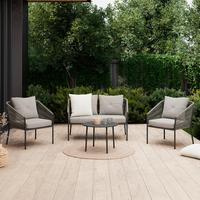 Gartenset Reini Dungelgrau/Beige, 4-teilig - Dunkelgrau/Beige, MODERN, Textil/Metall (120/74/68cm) - Mömax