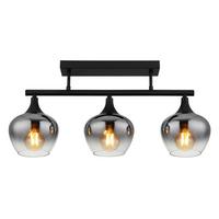 DECKENLEUCHTE 15548-3D1 - Schwarz, Design, Glas/Metall (65/15/28,5cm) - Globo