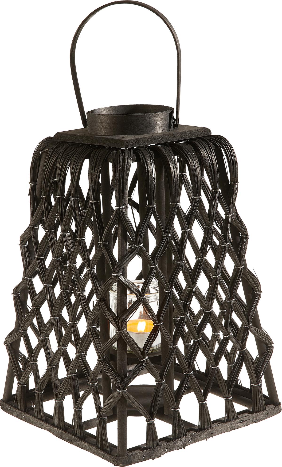 LATARNIA TWINE - czarny, Trend, drewno (40cm)
