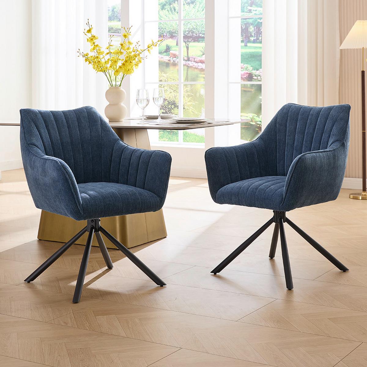 Armlehnstuhl Trient Blau - Blau/Schwarz, MODERN, Textil/Metall (63/88/62cm) - Premium Living