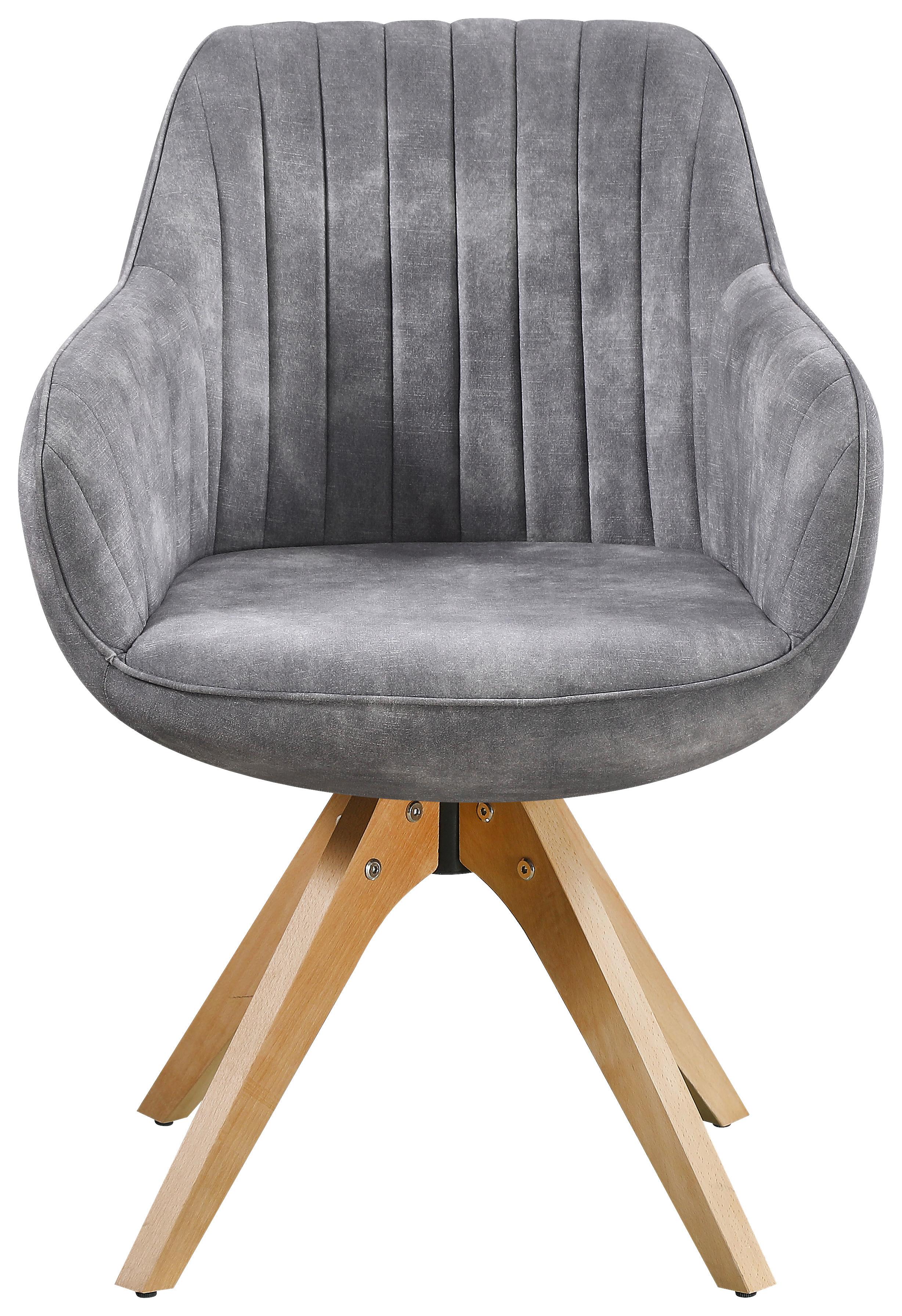 STOL MED ARMSTÖD RELAX - bokfärgad/grå, Modern, trä/textil (60/82/62cm) - Mömax