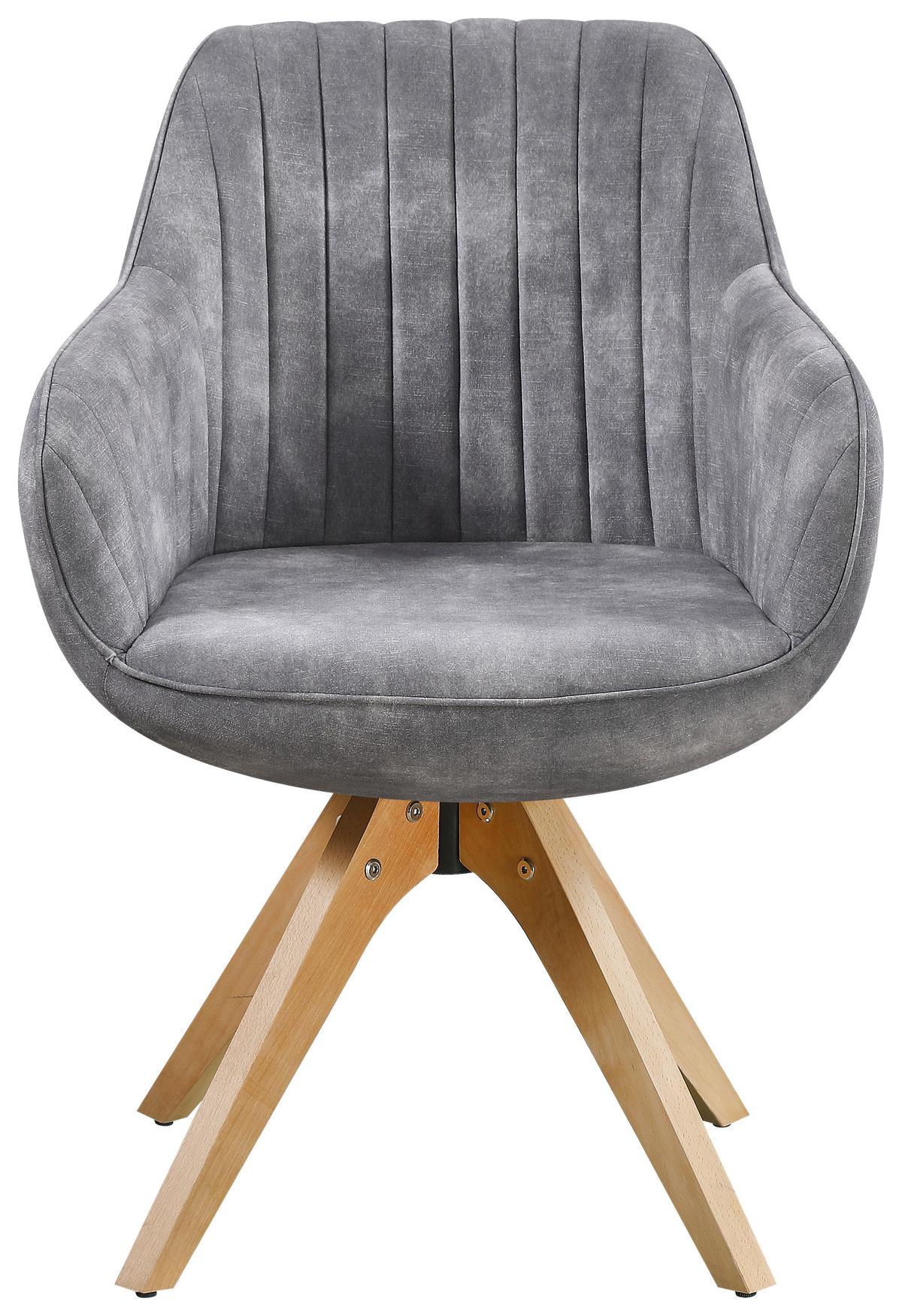 Armlehnstuhl Relax Grau - Buchefarben/Grau, MODERN, Holz/Textil (60/82/62cm) - Mömax