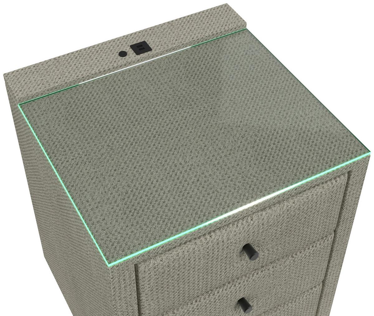 Noćni Ormarić Brisbane I - ecru, Trend, staklo/drvni materijal (49,5/56,5/46cm) - Premium Living