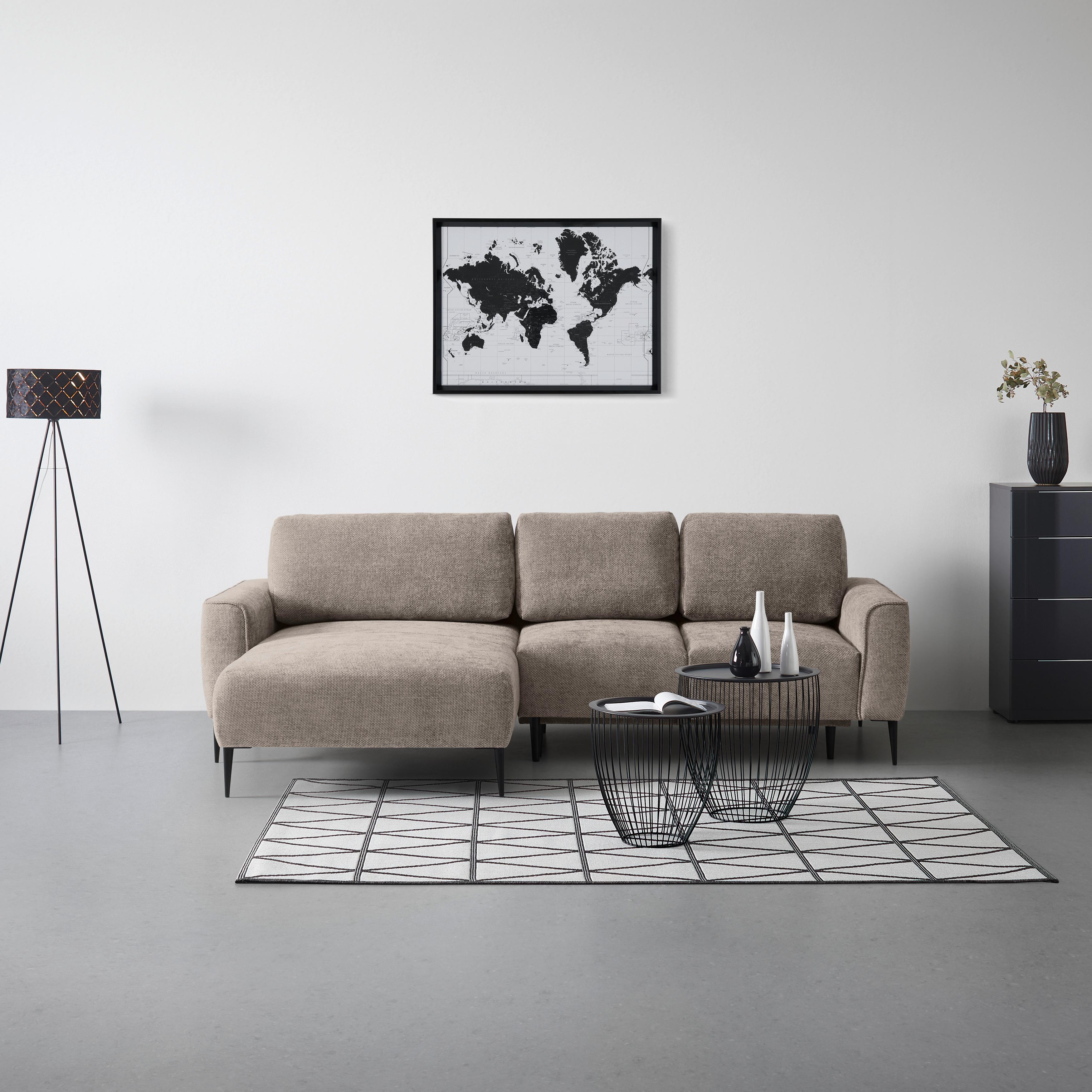 Ecksofa Custom Beige - Beige/Schwarz, MODERN, Textil/Metall (164/255cm) - Mömax