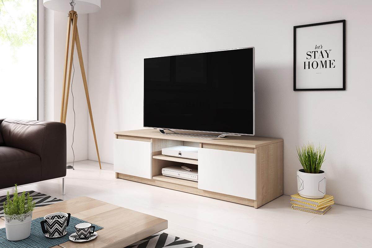 Comodă joasă DINGO - stejar Sonoma/alb, Design, material pe bază de lemn (120/35,5/38cm) - P & B
