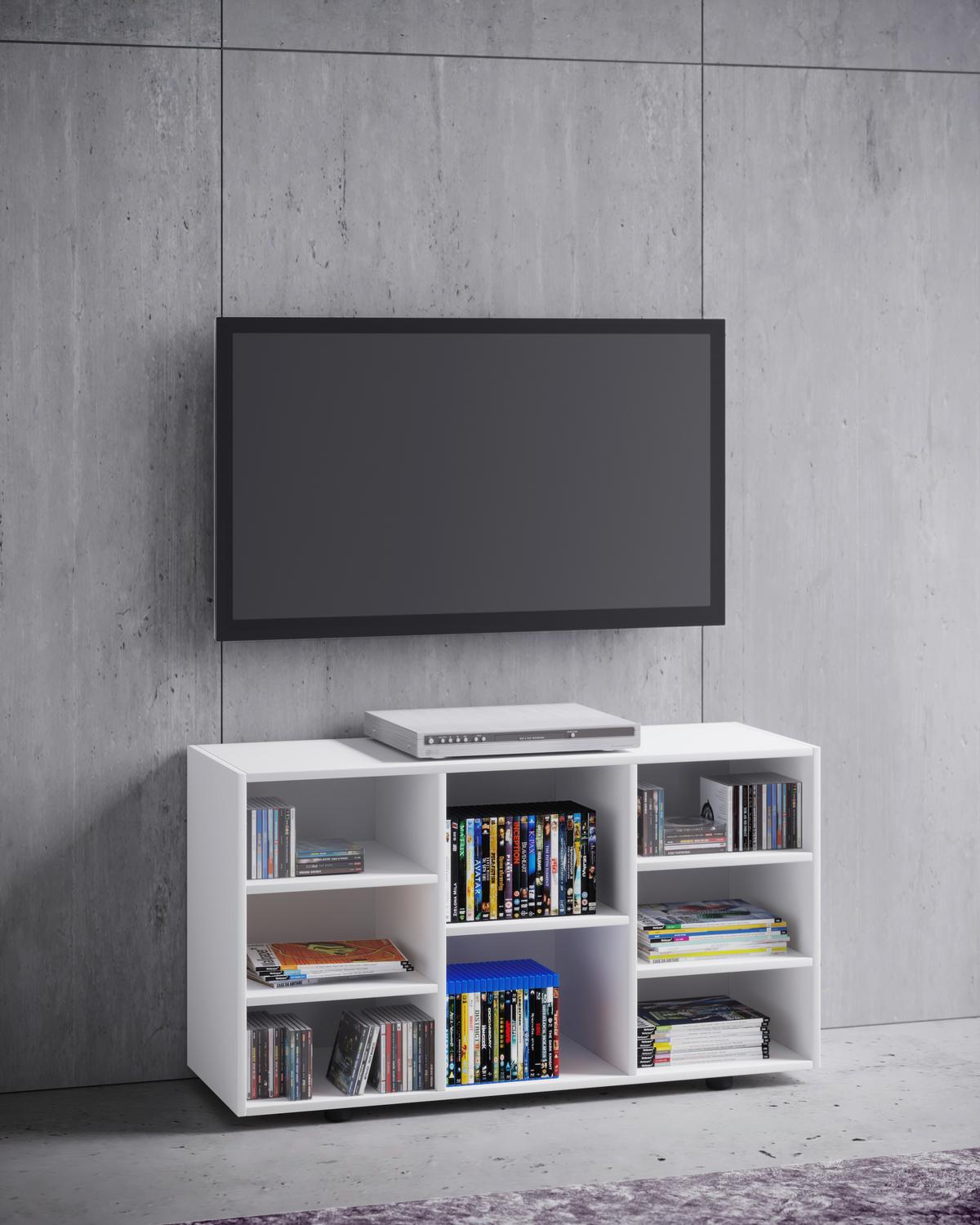 Tv Element Fetino, Bela - črna/bela, Moderno, umetna masa/leseni material (114/60/40cm) - MID.YOU