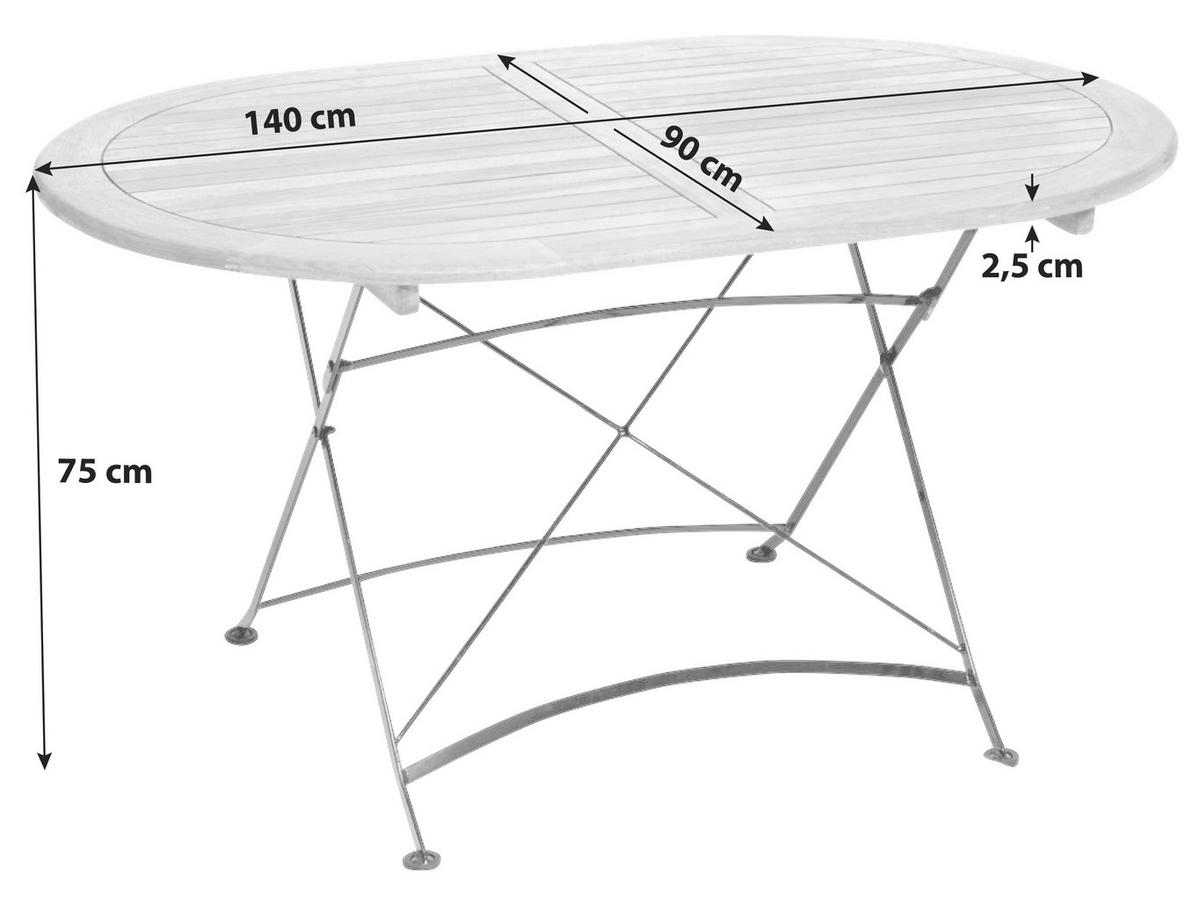 Vrtna Miza Schlossgarten, 140x90, Masivno - naravne barve, Romantika, kovina/les (140/90/75cm) - Gardenson
