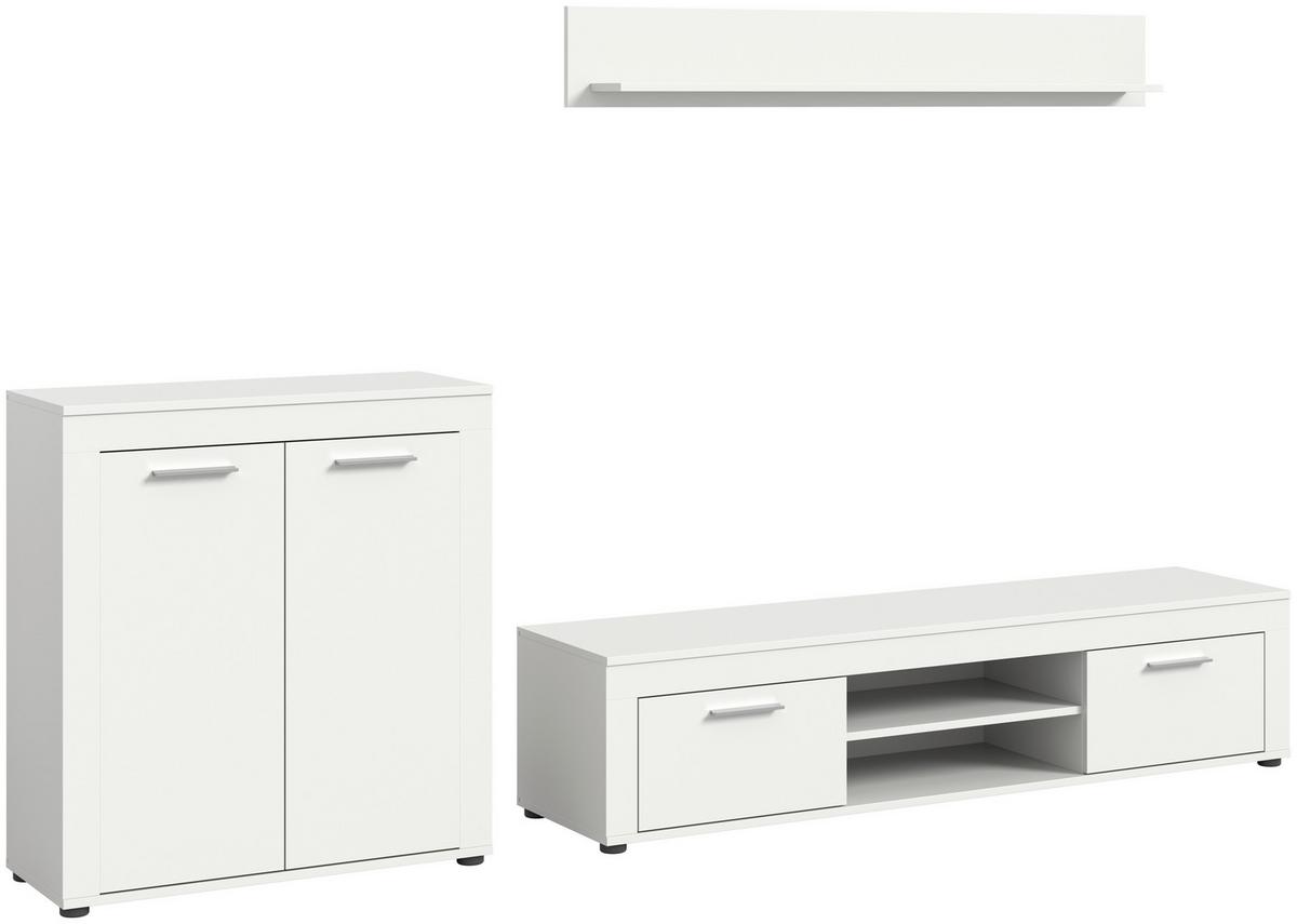 Ansamblu mobilier camera de zi JAM - alb, Design, material pe bază de lemn (255/159/35cm) - Modern Living