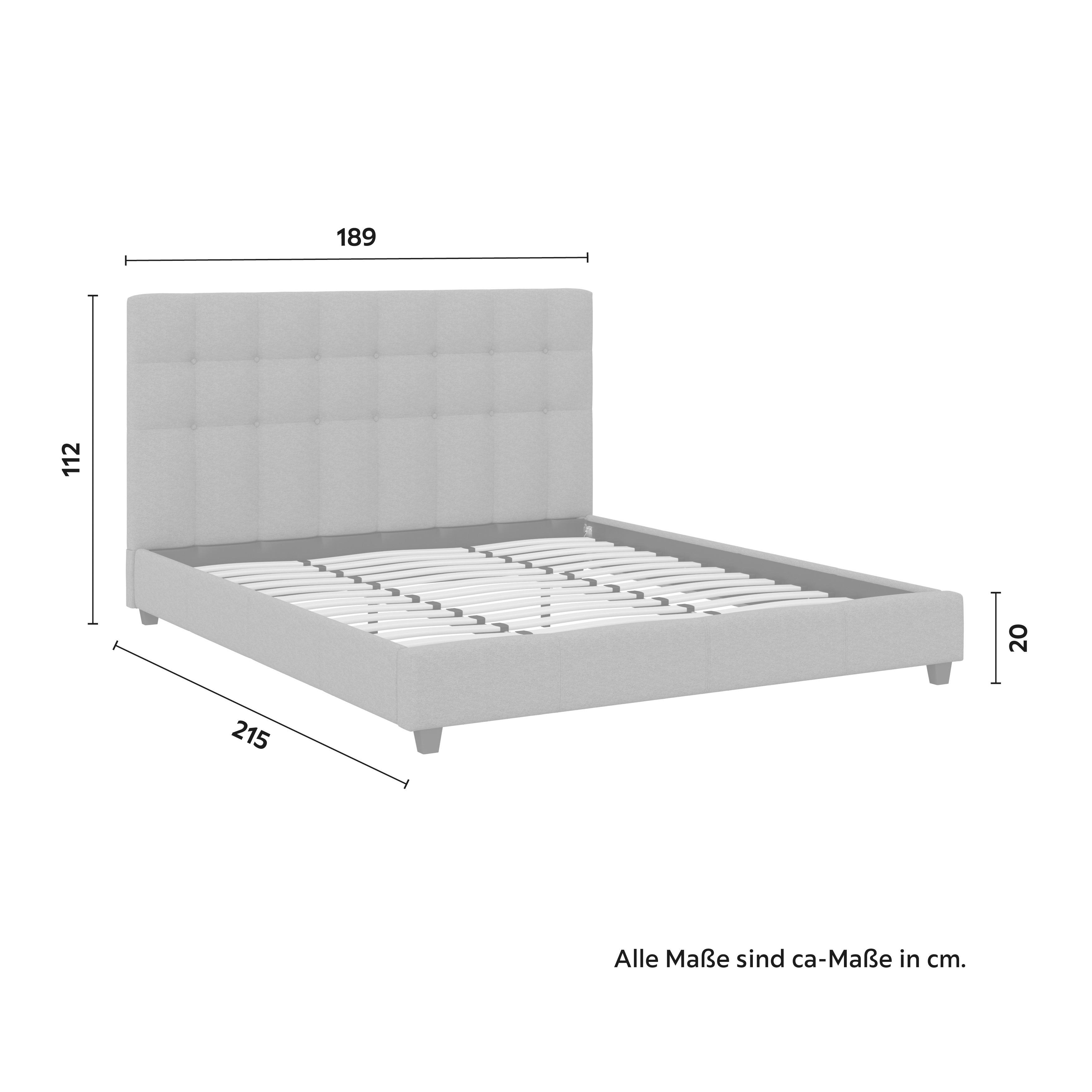 STOPPAD SÄNG FREDERICO - ljusgrå/svart, Modern, metall/trämaterial (180/200cm) - Bessagi Home