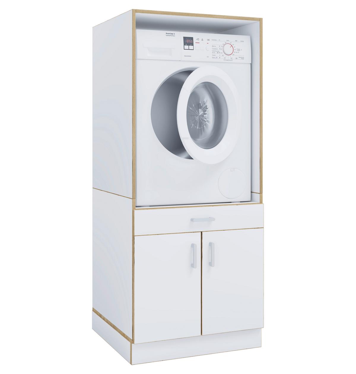 Waschmaschinenschrank Rislo - Honigeiche/Weiss, Trend, Holzwerkstoff/Kunststoff (67/162/68cm) - MID.YOU