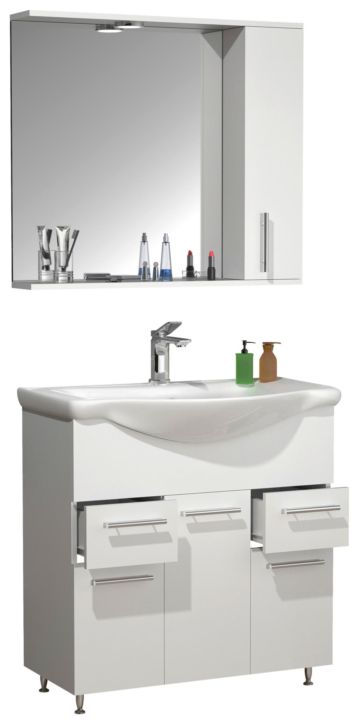 BADEZIMMER LISALO XL - Weiss/Silberfarben, Modern, Glas/Keramik (75cm) - MID.YOU