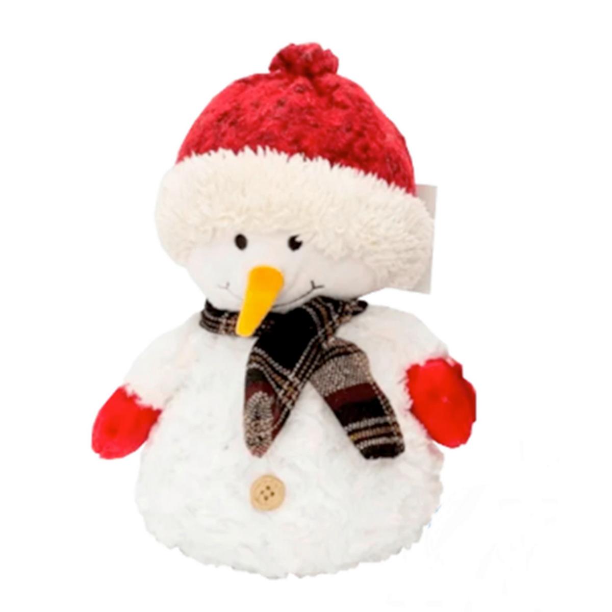 Ajtótámasz Hóember - piros/fehér, kő/textil (25/15cm)