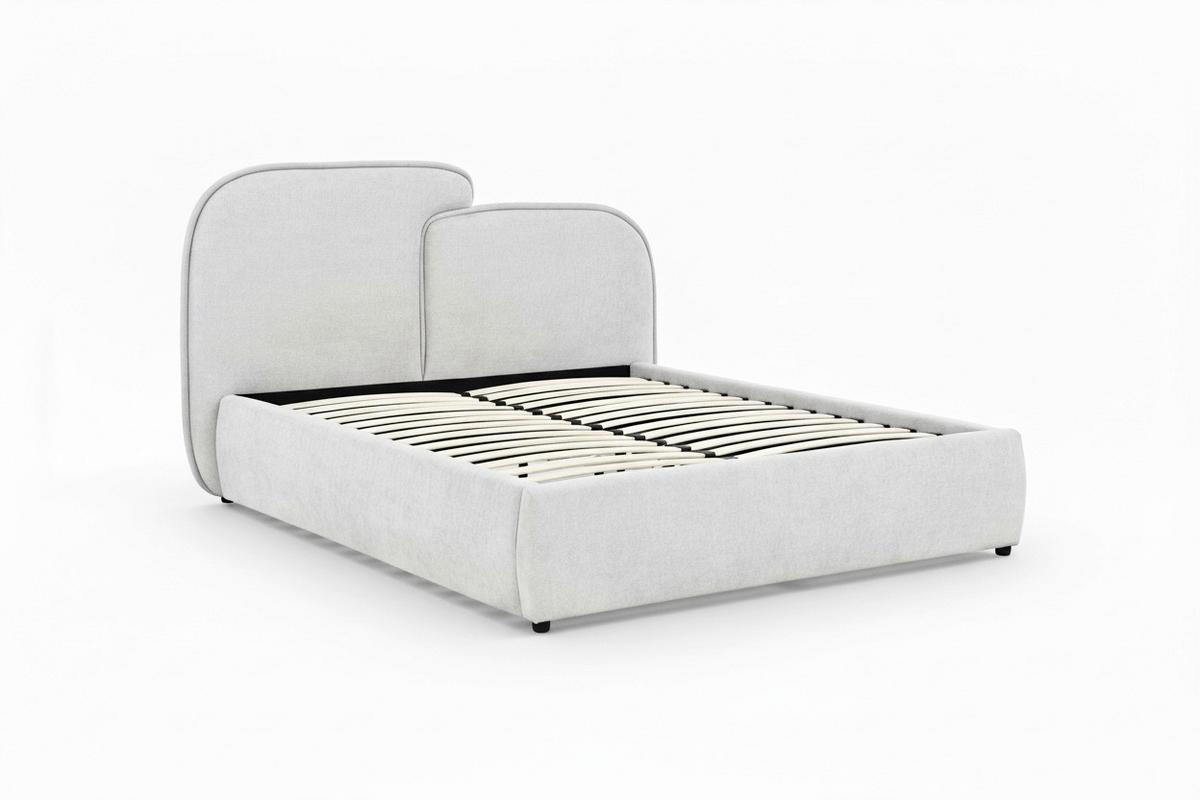 Oblazinjena Postelja Embrace, Svetlo Siva, 160x200 - črna/barve hrasta, Moderno, kovina/umetna masa (160/200cm) - Bessagi Home