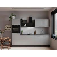 Küchenblock Oliver m. Geräten Weiß - Weiß/Grau, Trend, Holzwerkstoff/Metall (280cm) - Respekta