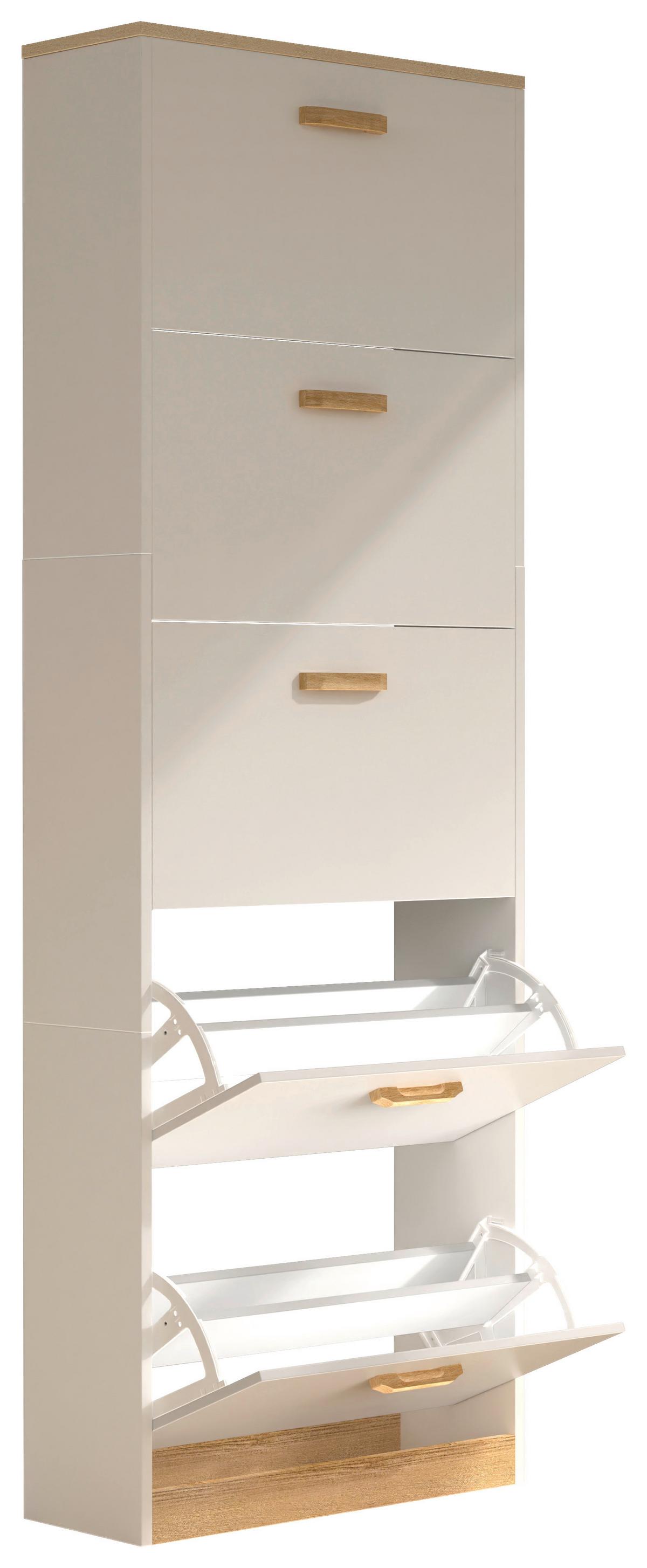 Schuhschrank HALOM XL Weiß ca. 59x170x22 cm - Honigeiche/Weiß, LIFESTYLE, Holzwerkstoff (59/170/22cm) - MID.YOU