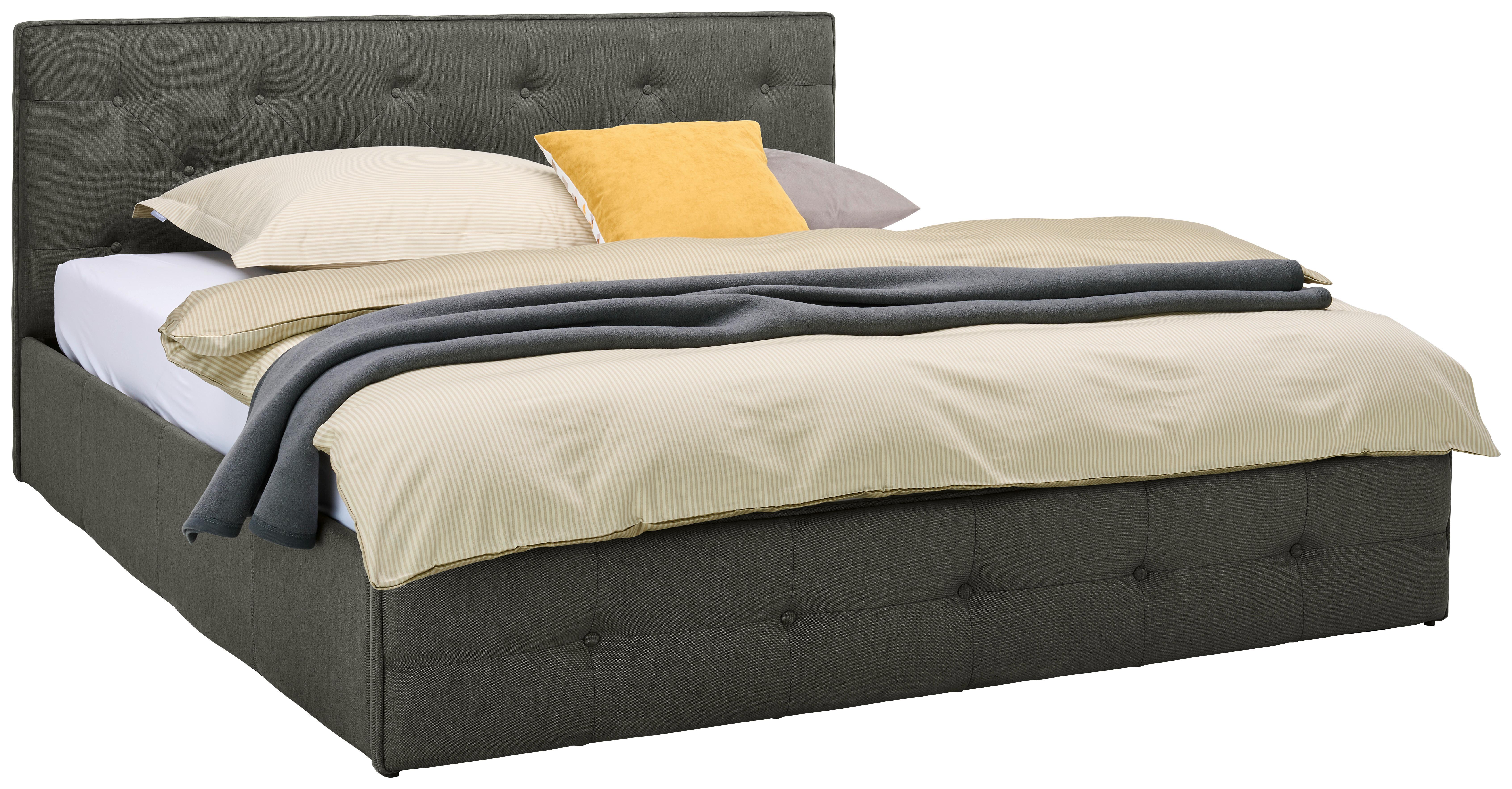 Oblazinjena Postelja Padua, Temno Siva, 180x200 - temno siva, Moderno, tekstil/les (180/200cm) - Carryhome