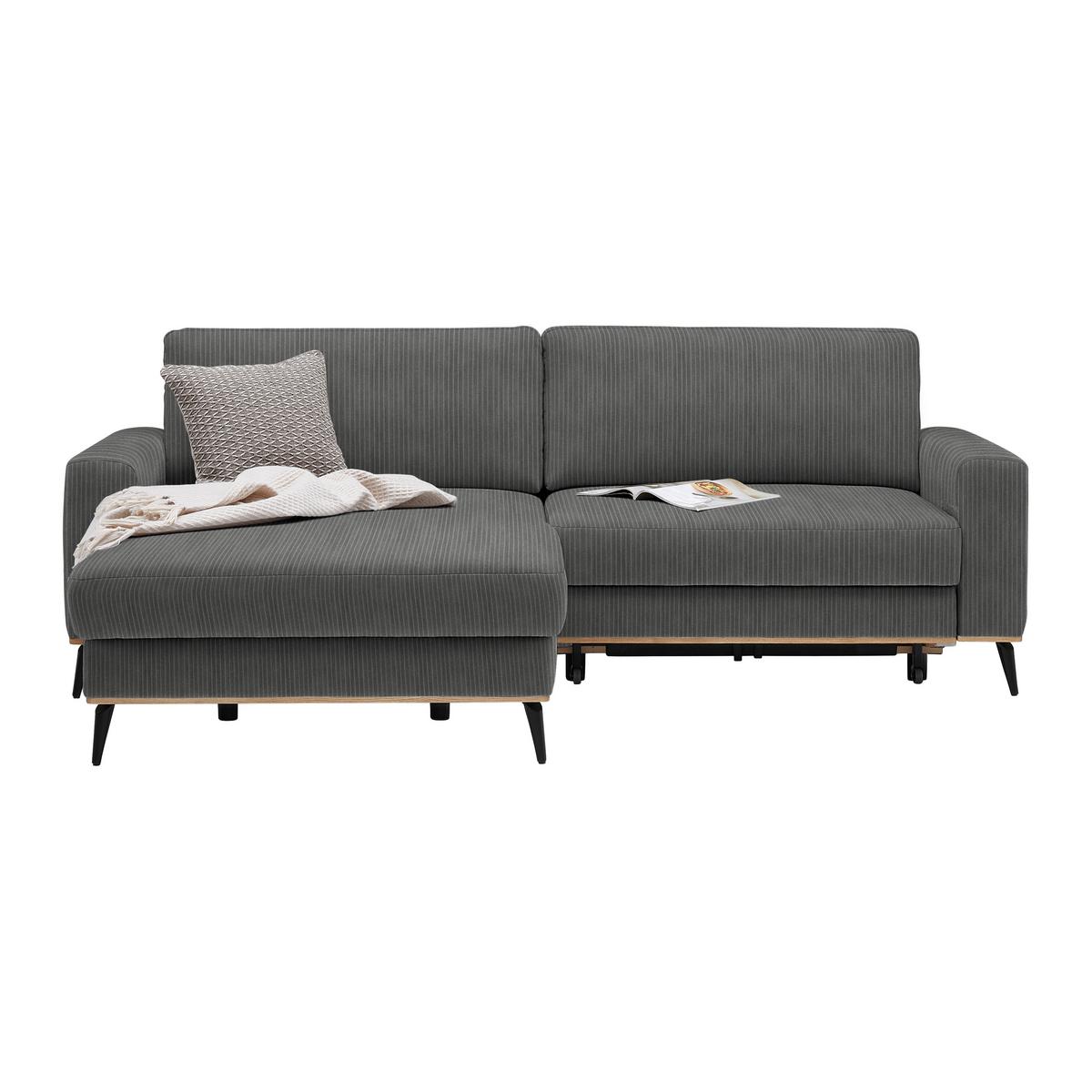 Wohnlandschaft Romeo Graphitfarben - Graphitfarben/Schwarz, KONVENTIONELL, Textil/Metall (167/87/234cm) - Zandiara