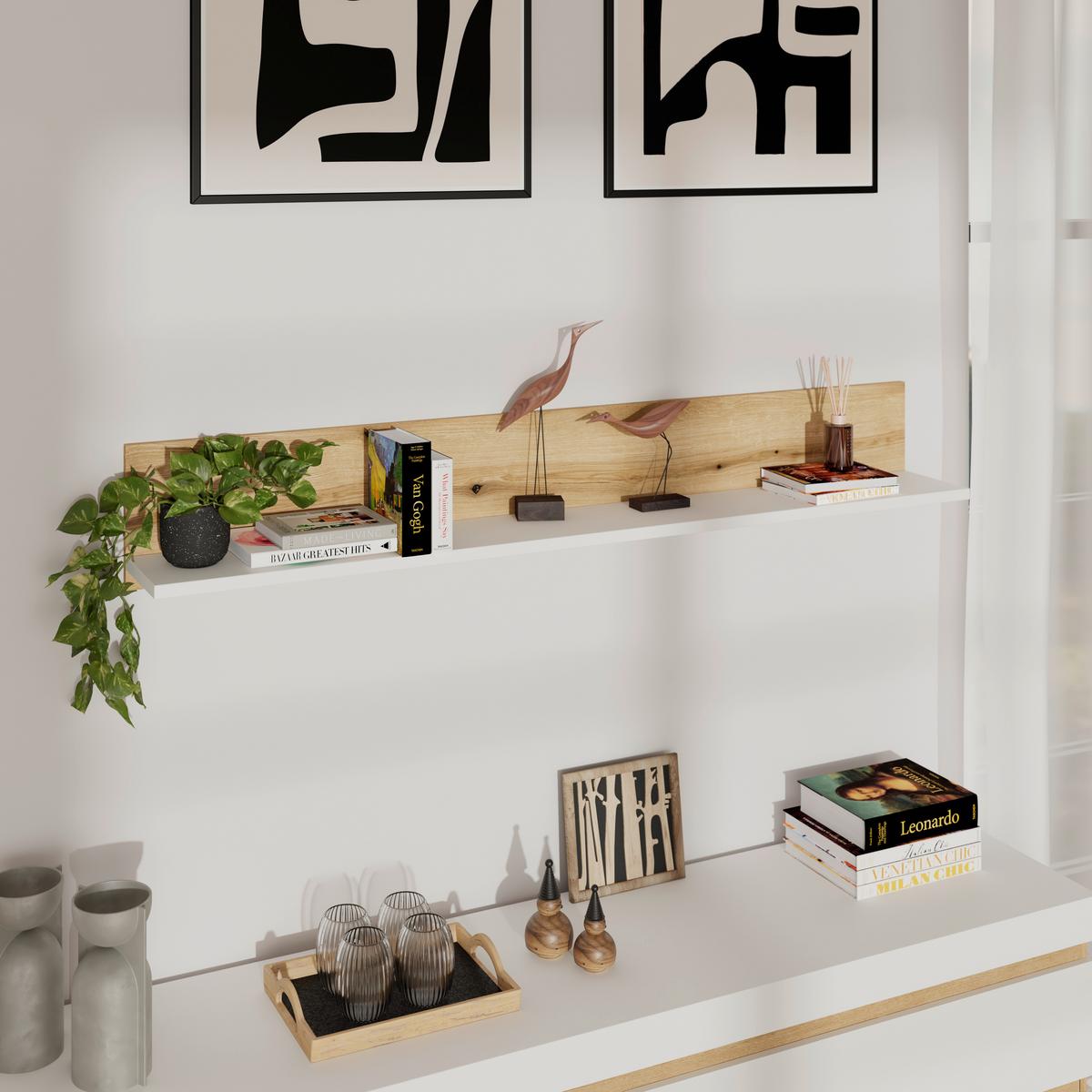 Zidna Polica Calabria - bijela/boje hrasta, Trend, drvni materijal (160/24/21,6cm) - Modern Living