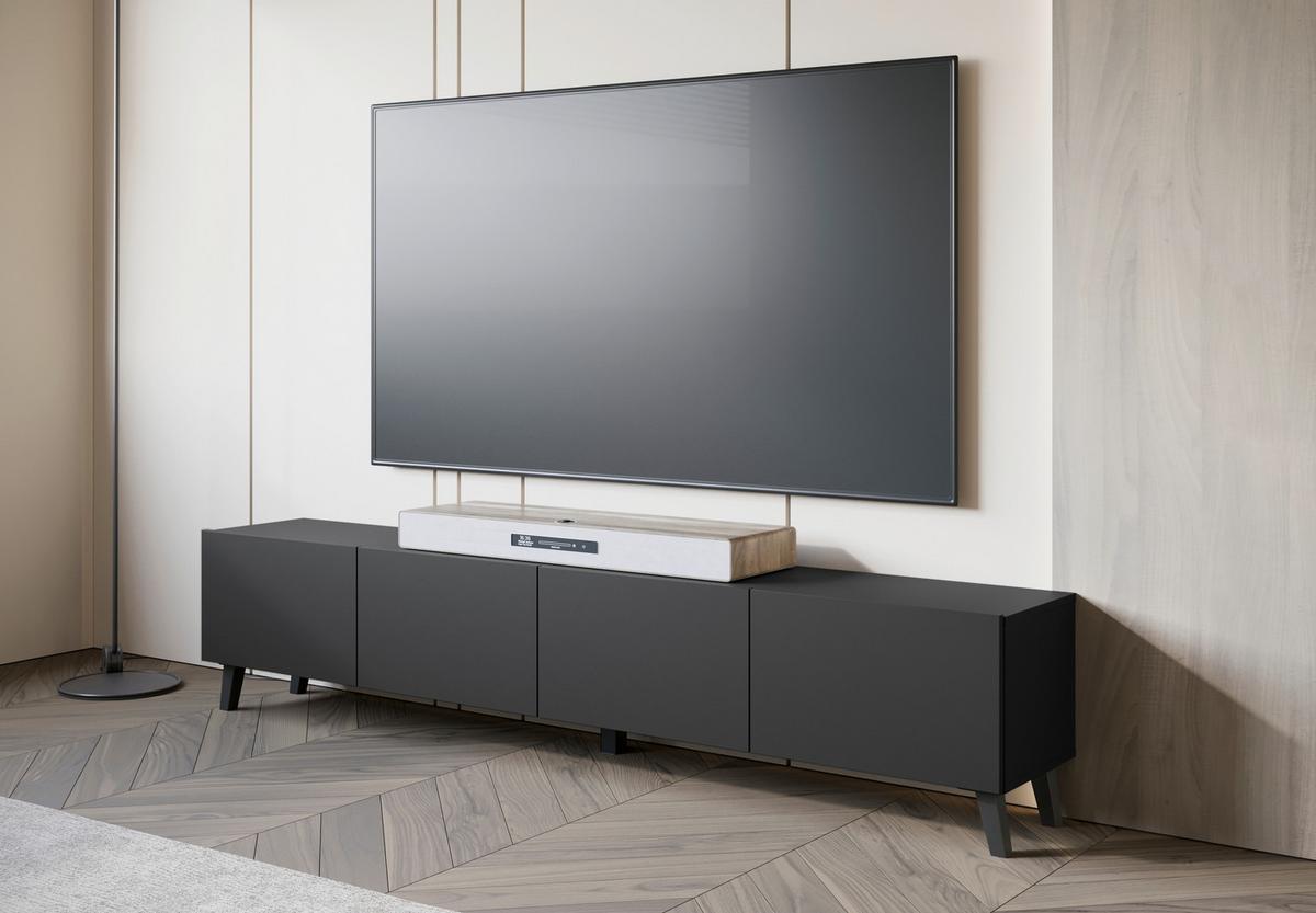 Nizka Omarica Phuket, Črna Mat - črna, Design, umetna masa/leseni material (190/40/32cm) - Livetastic