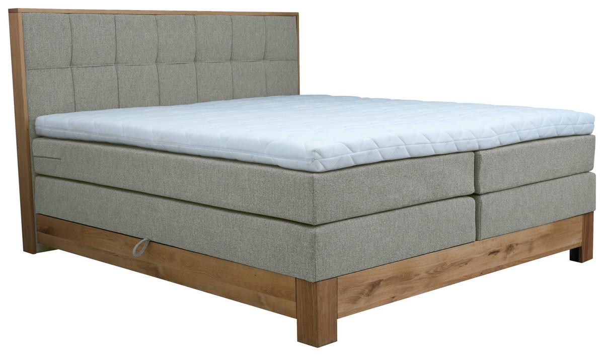 Boxspringbett Cloud Silberfarben ca. 160x200cm - Eichefarben/Silberfarben, KONVENTIONELL, Holz/Holzwerkstoff (160/200cm) - Premium Living