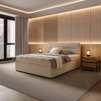 Boxbett Marco ca. 160x200 cm Creme - Creme/Schwarz, MODERN, Holz/Kunststoff (160/200cm) - Bessagi Home