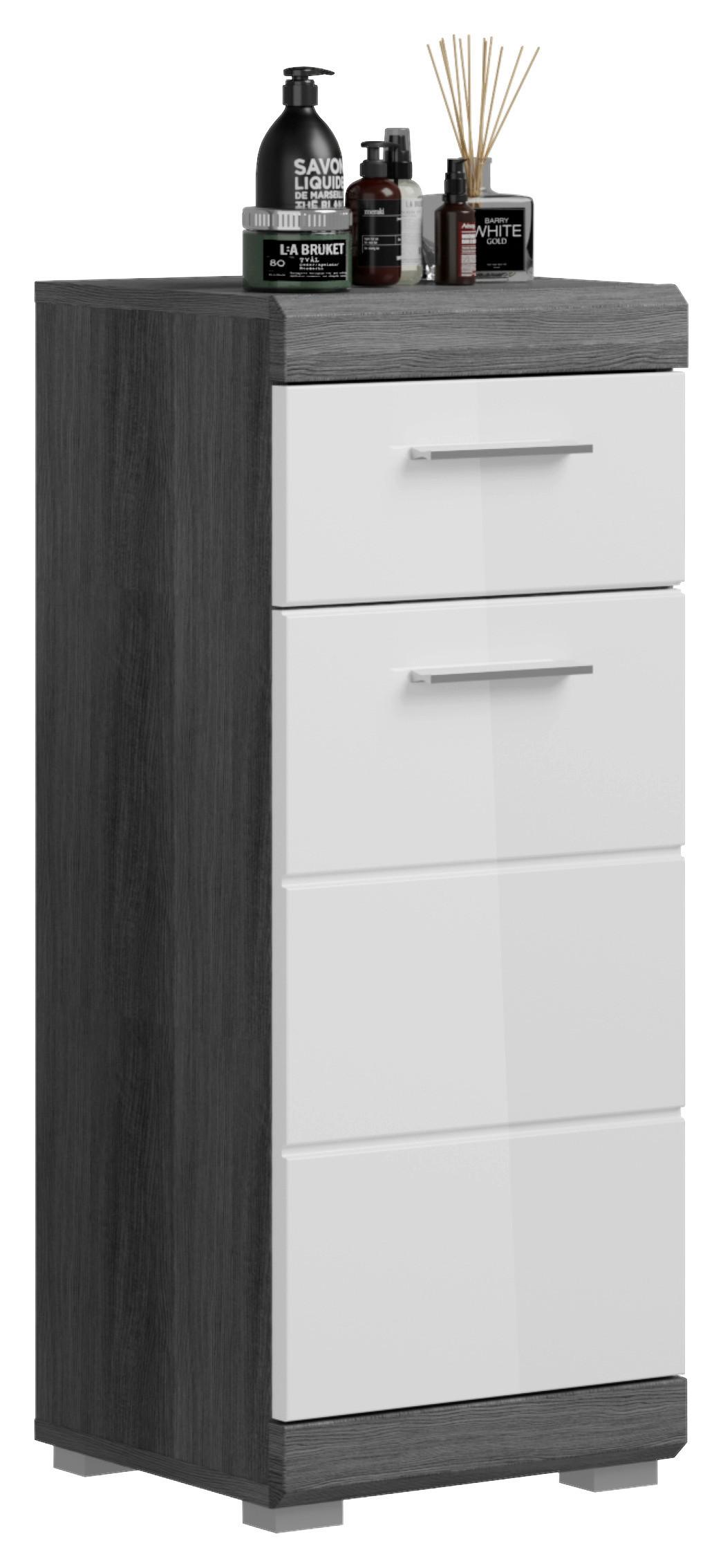Unterschrank Scout ca. 37x88 cm Anthrazit/Weiß - Chromfarben/Weiß Hochglanz, MODERN, Holzwerkstoff/Kunststoff (37/88/31cm) - MID.YOU