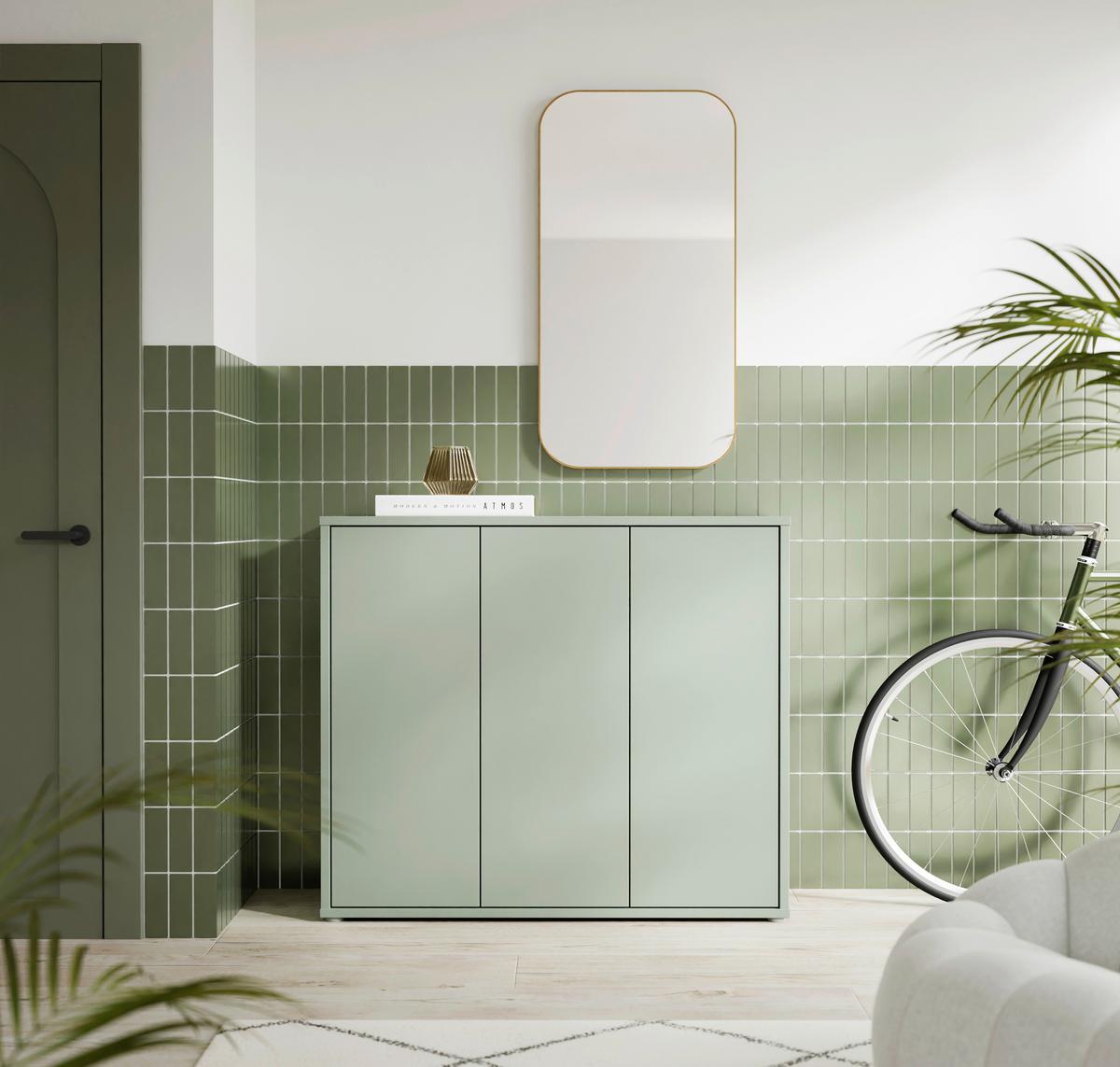 SZAFKA NA BUTY ALICE SPRINGS - szałwiowy/szary, Modern, materiał drewnopochodny/tworzywo sztuczne (109,2/99,1/34,9cm) - Xora