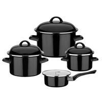 Set Posod Black&white, 4-Delni - črna, Basics, kovina - GSW