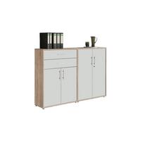 Aktenschrank Office Edition Sw Set 12 Weiß/Eichefarben - Eichefarben/Weiß, MODERN, Holzwerkstoff (168,8/113,6/33cm) - MID.YOU